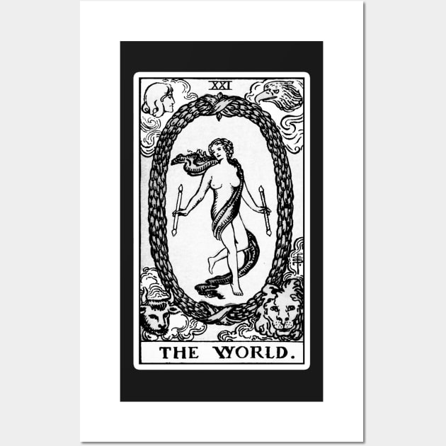 XXI. The World Tarot Card | Black and White Wall Art by wildtribe